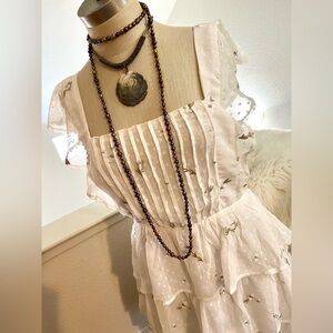 NWT M White Swiss Dot Embroidered Dress